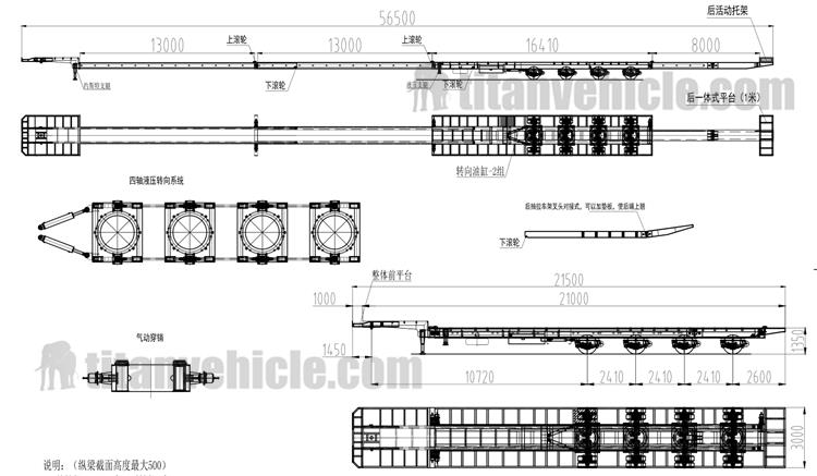 Drawing of Extendable Trailer for Sale