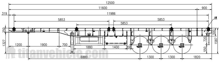 Drawing of Tri Axle Flatbed Trailer