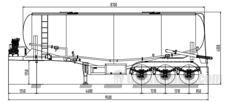 38CBM Bulk Cement Tank Truck Trailer for Sale in Ghana