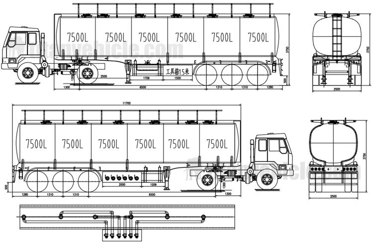 45000 Litres Fuel Tanker Trailer with 6 Compartments for Sale In Zambia Chingola