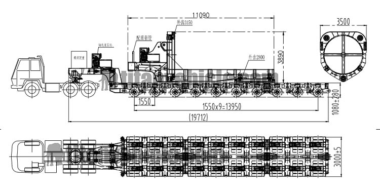 Modular trailer with rotor blade adapter